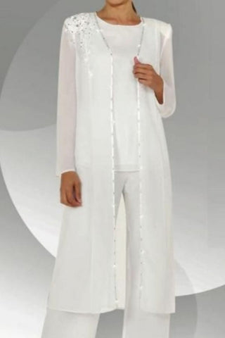 Amazing Two Pieces Mother of The Bride Suit Chiffon Scoop Bridesmaid Dresses