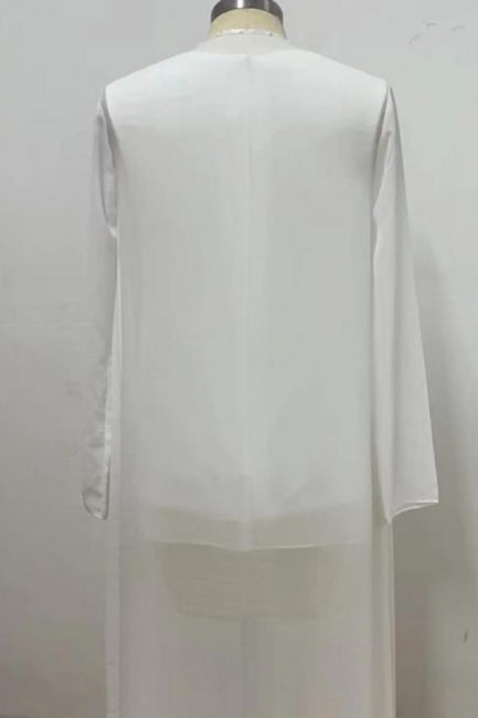 Impresionante conjunto de dos piezas para la madre de la novia, vestidos de dama de honor de gasa con escote redondo.