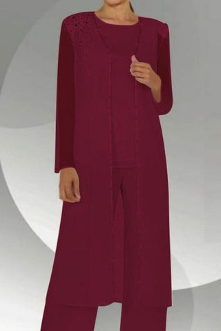 Amazing Two Pieces Mother of The Bride Suit Chiffon Scoop Bridesmaid Dresses