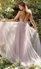 Robe de bal trapèze à sequins et applications