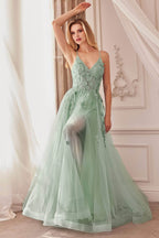 Floral Embroidered Prom Gown