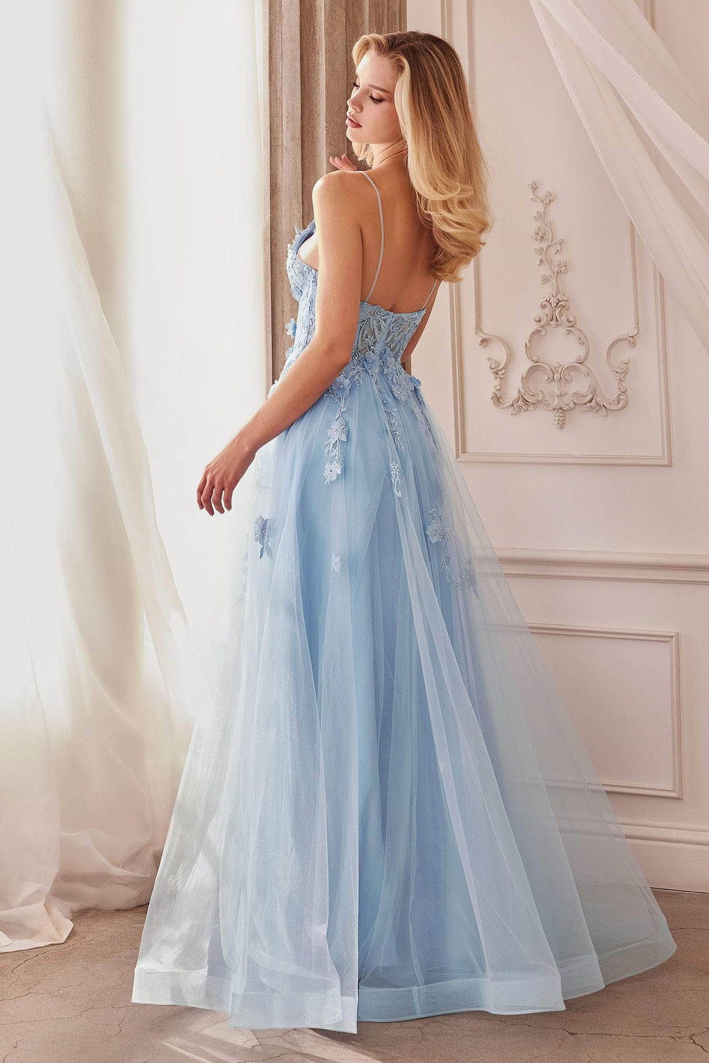 Floral Embroidered Prom Gown
