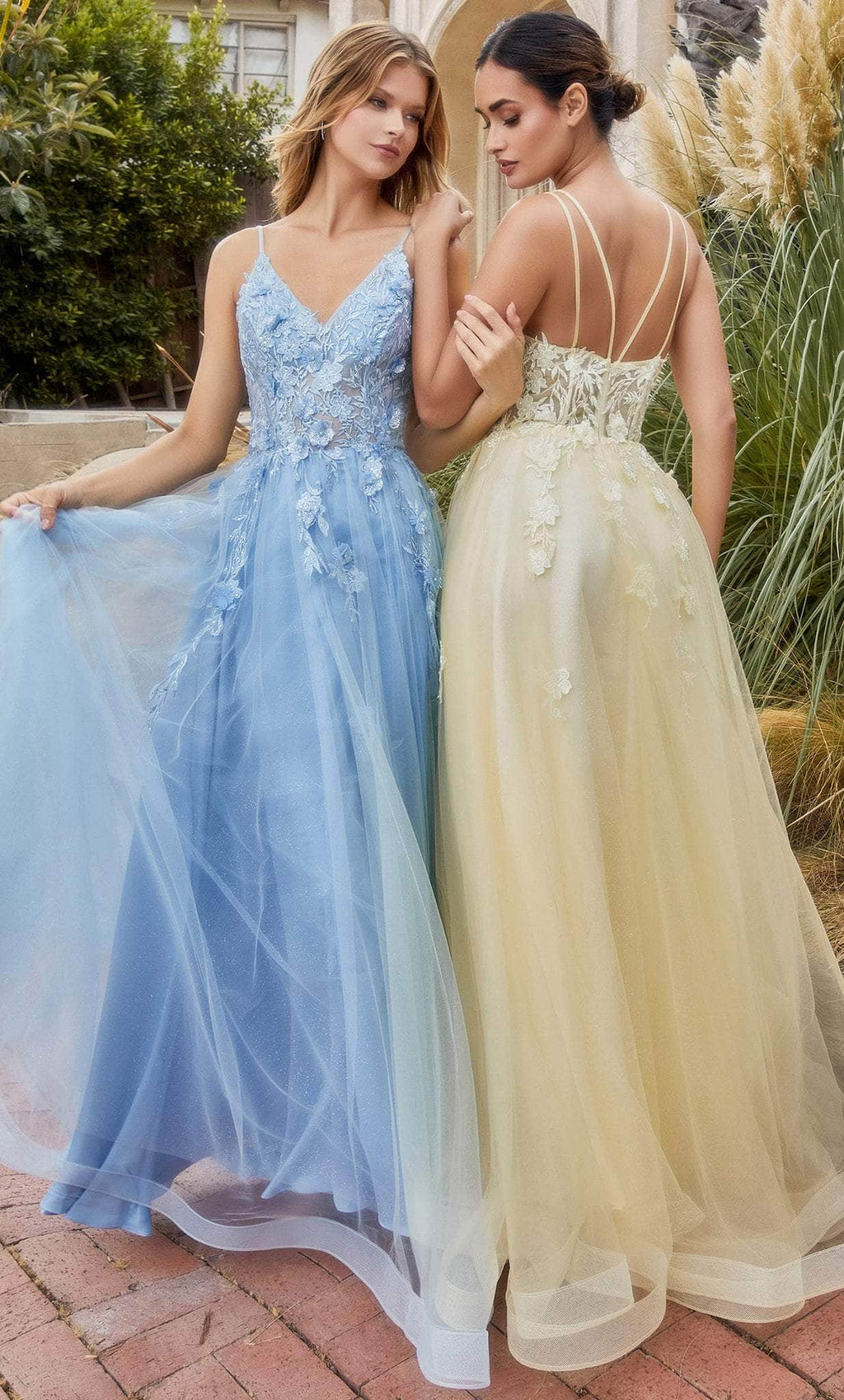 Floral Embroidered Prom Gown