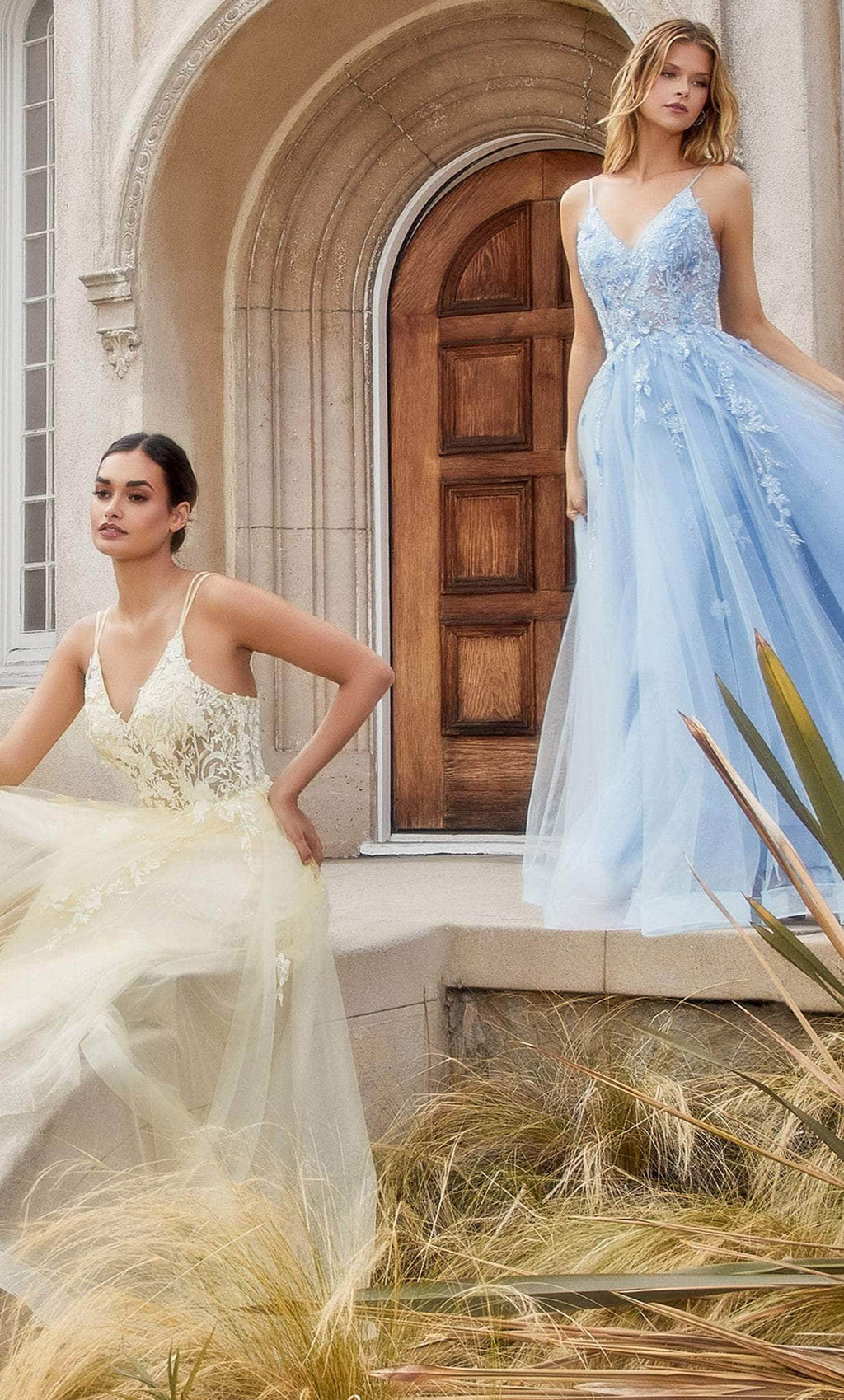 Floral Embroidered Prom Gown
