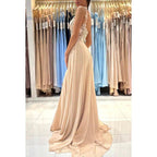 Vestido de fiesta de gasa sin mangas con tirantes, corte tubo y apliques