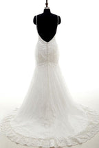 Vestidos de novia elegantes de sirena con tirantes finos y apliques 