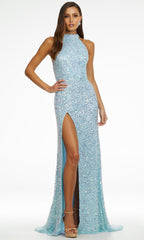 High Halter Sequin Gown