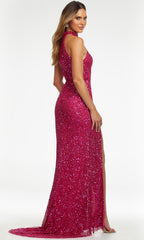 High Halter Sequin Gown