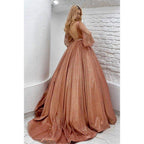 Robe de bal scintillante à manches longues et col en V avec poches