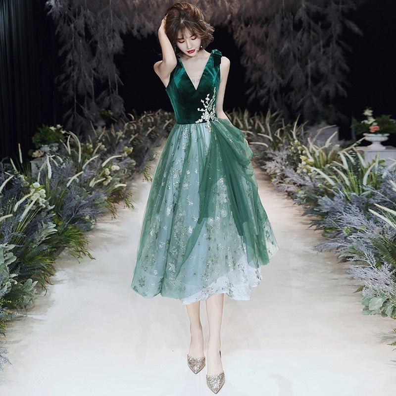 Robe de soirée verte sexy pour femme, style automne-hiver
