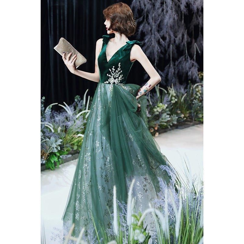 Robe de soirée verte sexy pour femme, style automne-hiver
