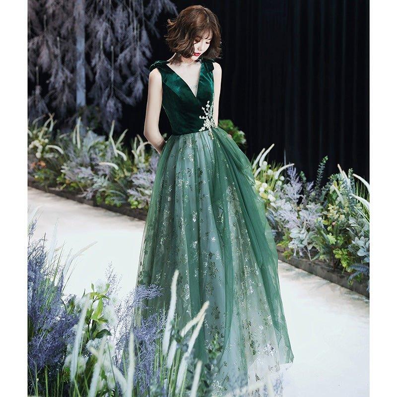 Robe de soirée verte sexy pour femme, style automne-hiver