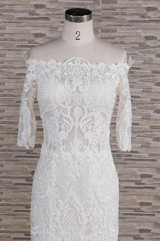 Magnifiques robes de mariée sirène à traîne courte et appliques. Élégantes robes de mariée sirène. 