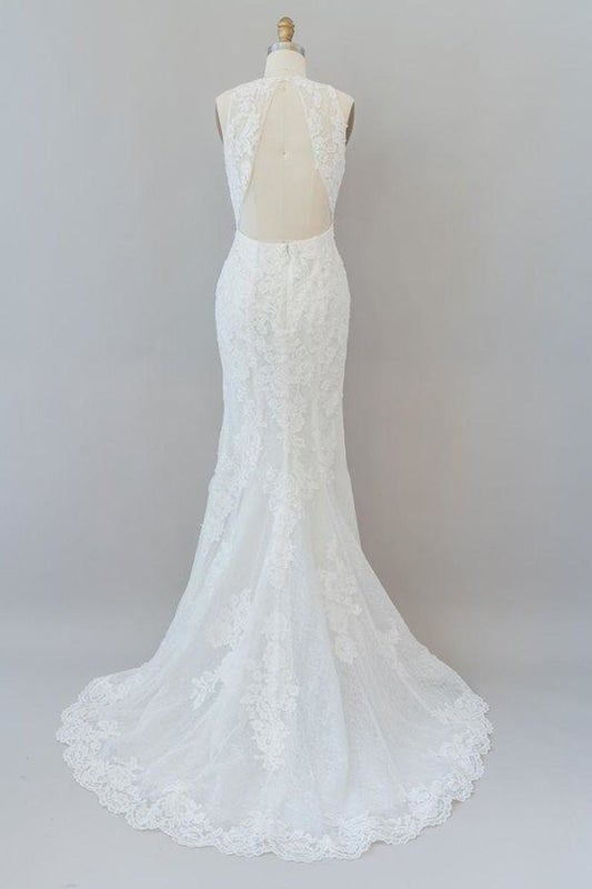 Impresionantes vestidos de novia de sirena con encaje ilusión 