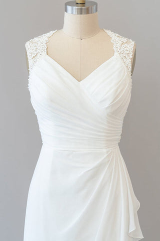 Magnifique robe de mariée longue fourreau en dentelle et mousseline dos nu