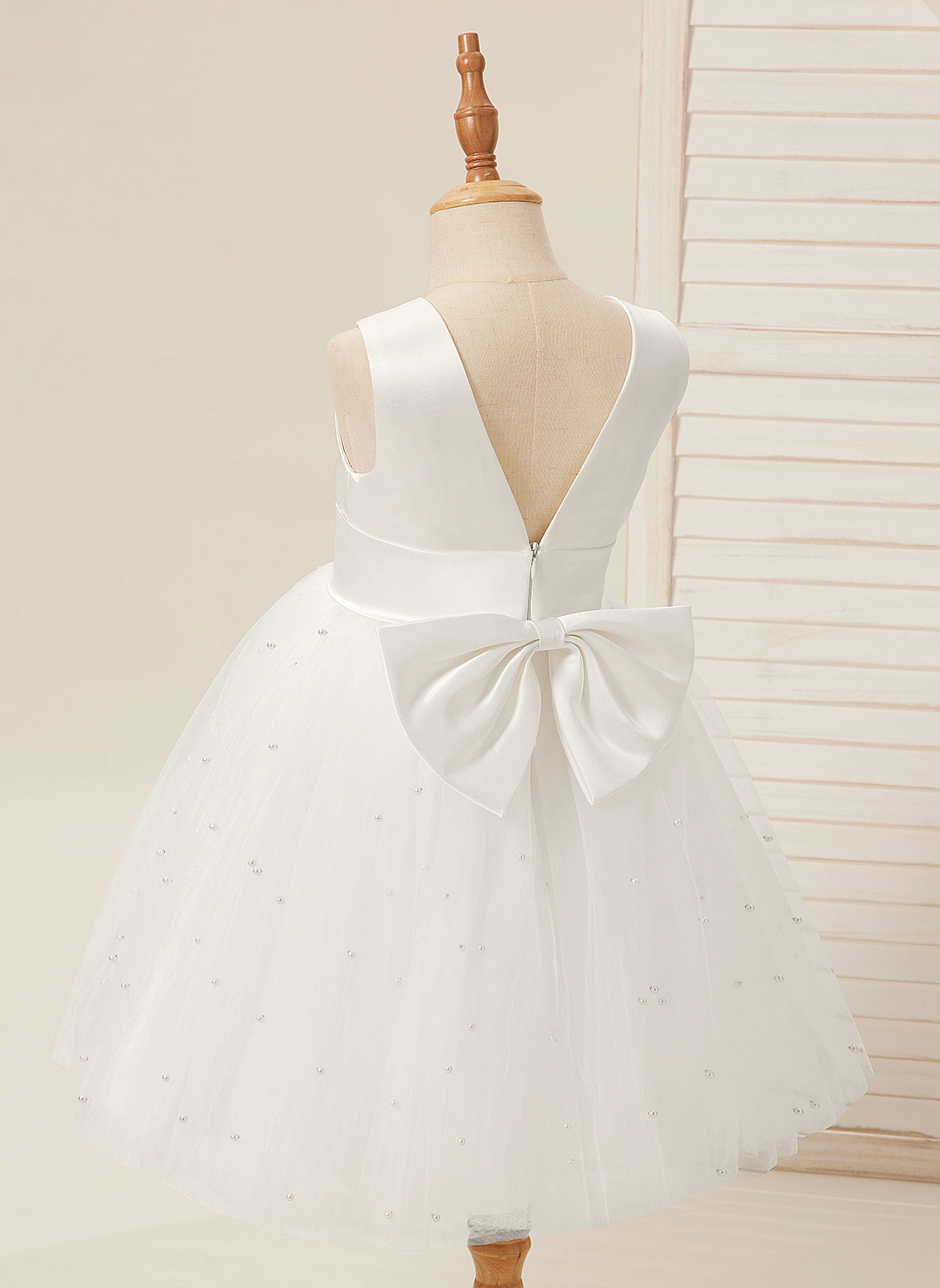 Vestido de princesa/vestido de princesa de satén y tul hasta la rodilla para niña de las flores 