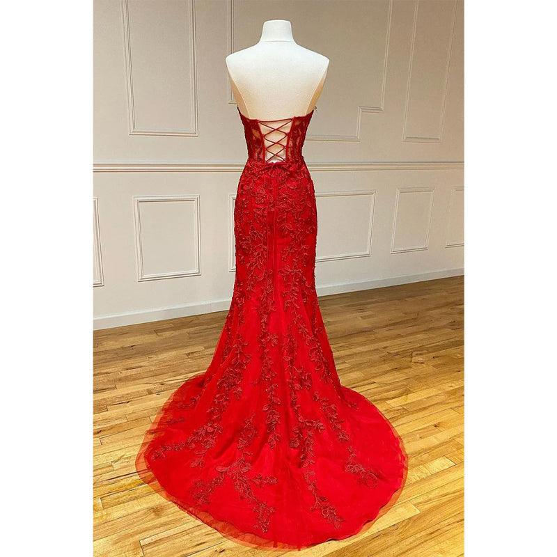 Plunging V-neck Tulle Appliques Mermaid Prom Dress