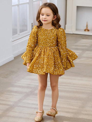 Vestido corto/mini de lentejuelas estilo princesa para bebé niña 