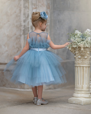 Vestido de princesa/vestido de tul hasta la rodilla para niña de las flores 