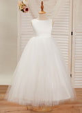 Vestido de gala/de princesa de satén y tul hasta los tobillos 