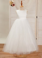 Vestido de gala/de princesa de satén y tul hasta los tobillos 