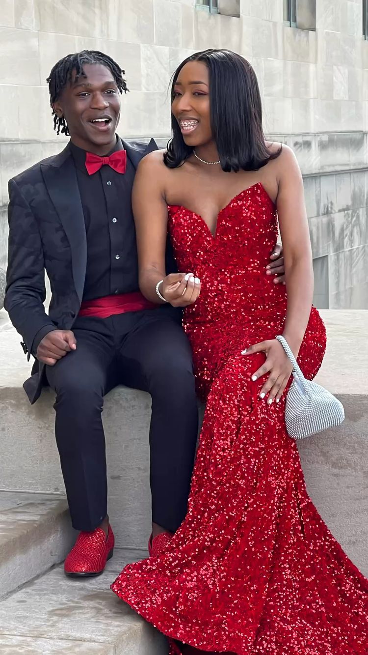 Vestido de noche brillante de sirena con lentejuelas rojas, elegante vestido de gala Y663