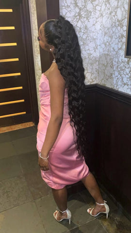 Vestido rosa para el 19 cumpleaños, conjunto para chica negra, precioso vestido rosa palabra de honor para fiesta de bienvenida Y643