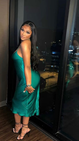 Robe de soirée sexy en soie à fines bretelles pour un 18e anniversaire (Y639)