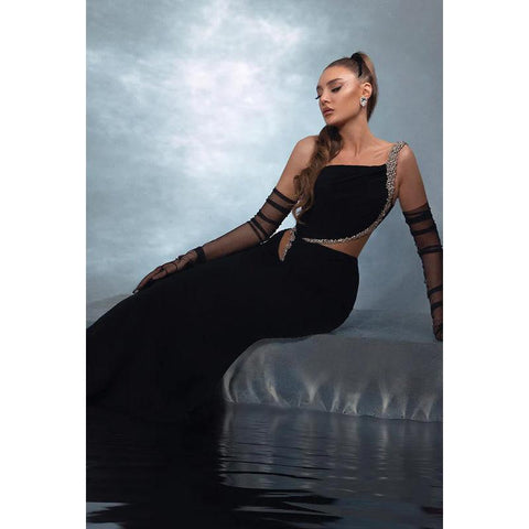 Trumpet/Mermaid Chic & Modern One Shoulder Sleeveless Mermaid Evening Party Prom Dress