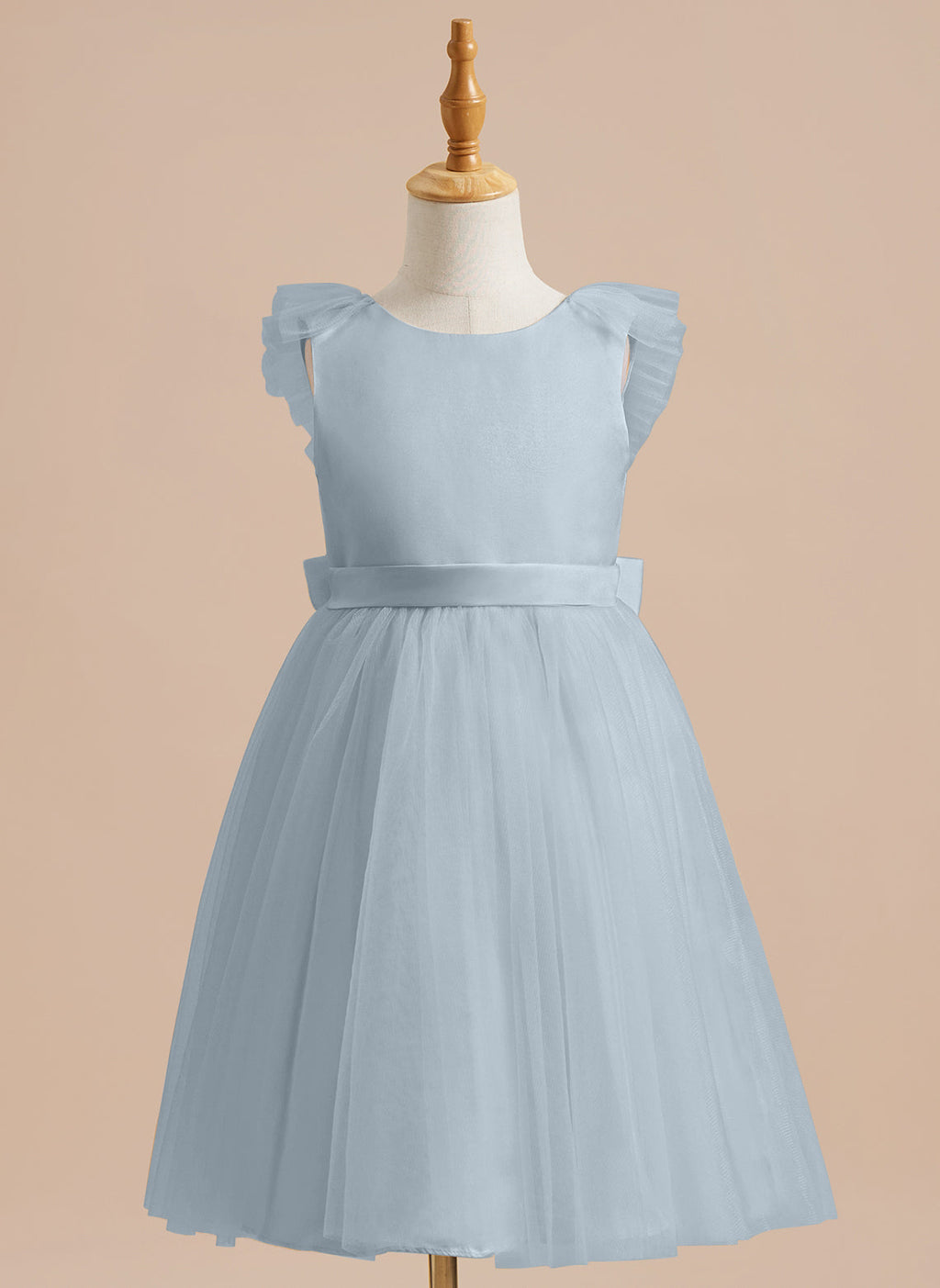 Vestido de niña de las flores de corte A, de satén y tul, hasta la rodilla 