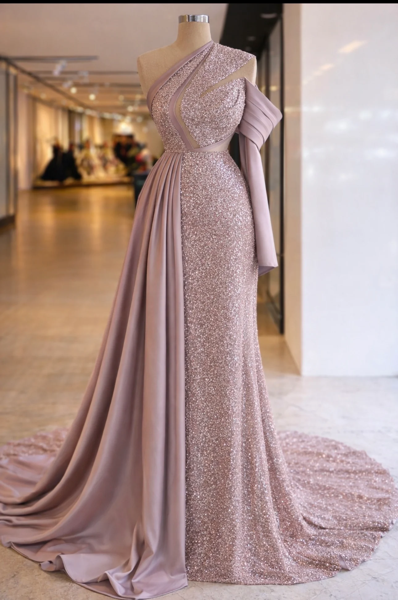 Robe de soirée glamour à sequins et satin, robe de concours Y738