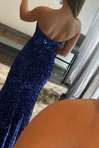 Robe de bal sirène royale à sequins sans bretelles