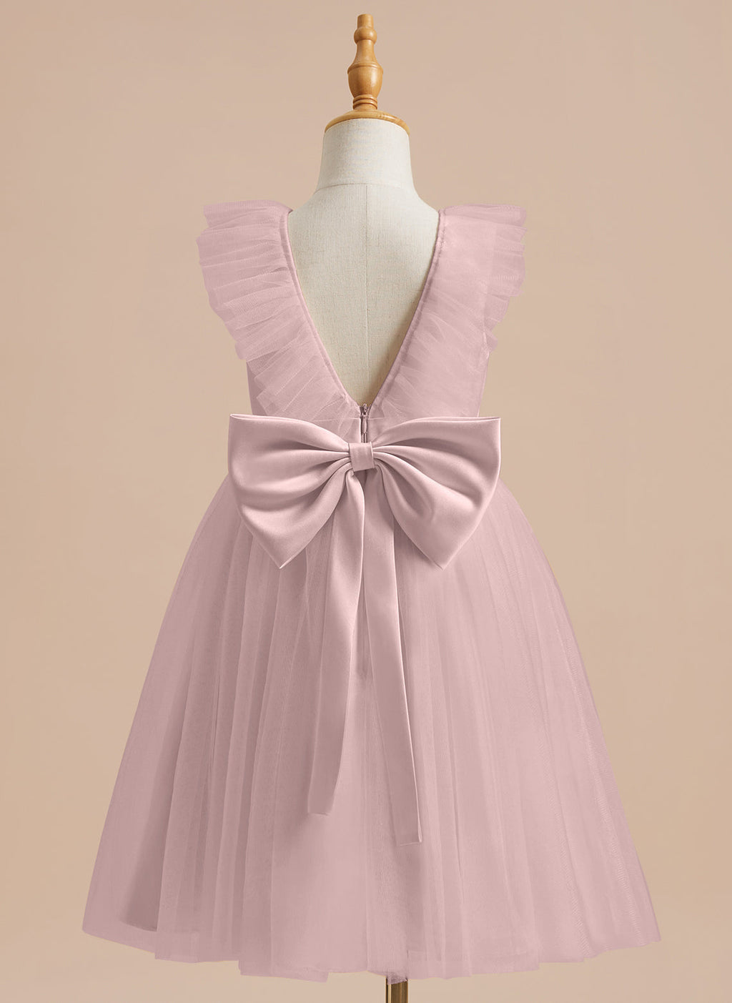 Vestido de niña de las flores de corte A, de satén y tul, hasta la rodilla 