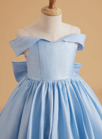 Vestido de gala de satén azul encantado para niñas 