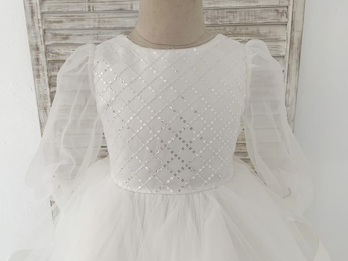 Vestido de princesa/vestido de tul hasta la rodilla para niña de las flores 