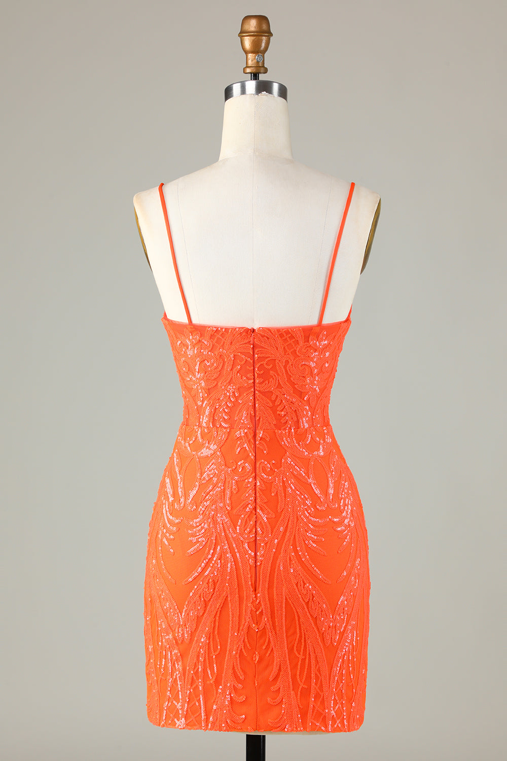 Sparkly Sheath Spaghetti Straps Sequins Corset Homecoming Dress