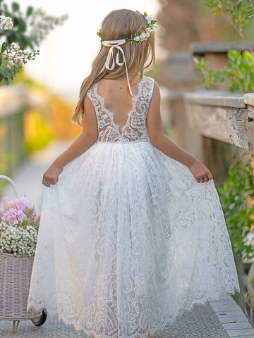 Vestido de niña de las flores, corte recto, tutú, espalda de encaje con estampado paisley, estilo A, para fiesta. 