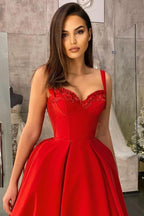 Charming Sleeveless Red Homecoming Dress Ankle Length Evening Party Dress