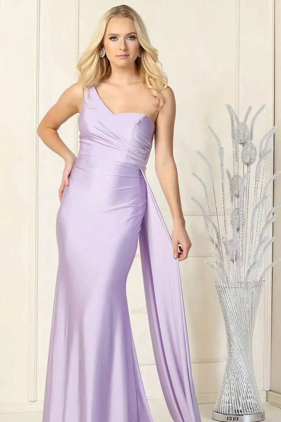 Robe de soirée sirène longue asymétrique à volants, élégante et élégante