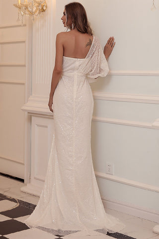 Elegante y sofisticado vestido de gala de alta gama con un solo hombro y lentejuelas