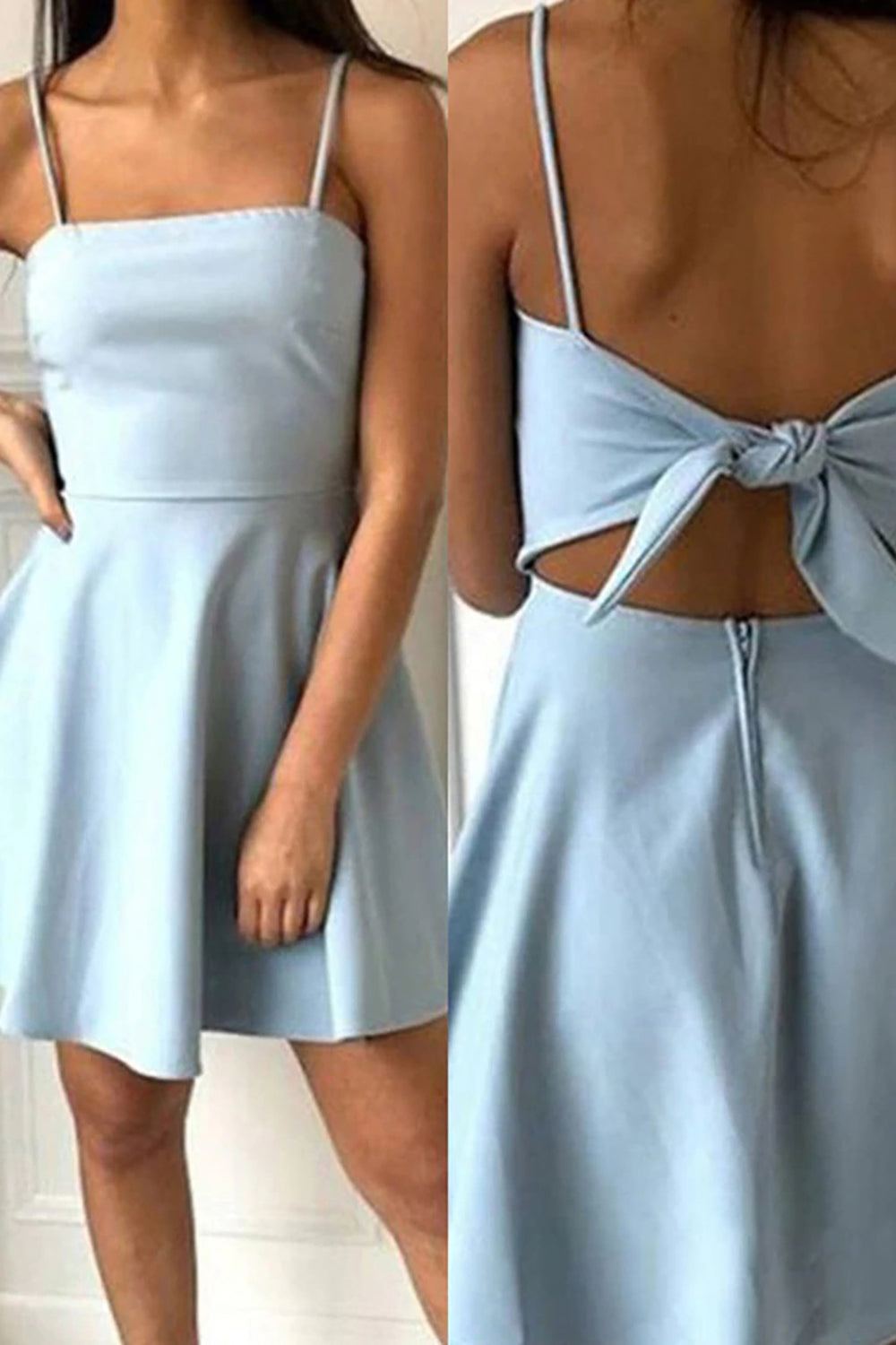 Vestido de fiesta de línea A con espalda descubierta