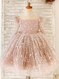 Vestido de cumpleaños de niña estilo princesa/de tul hasta la rodilla 