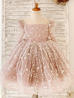 Vestido de cumpleaños de niña estilo princesa/de tul hasta la rodilla 