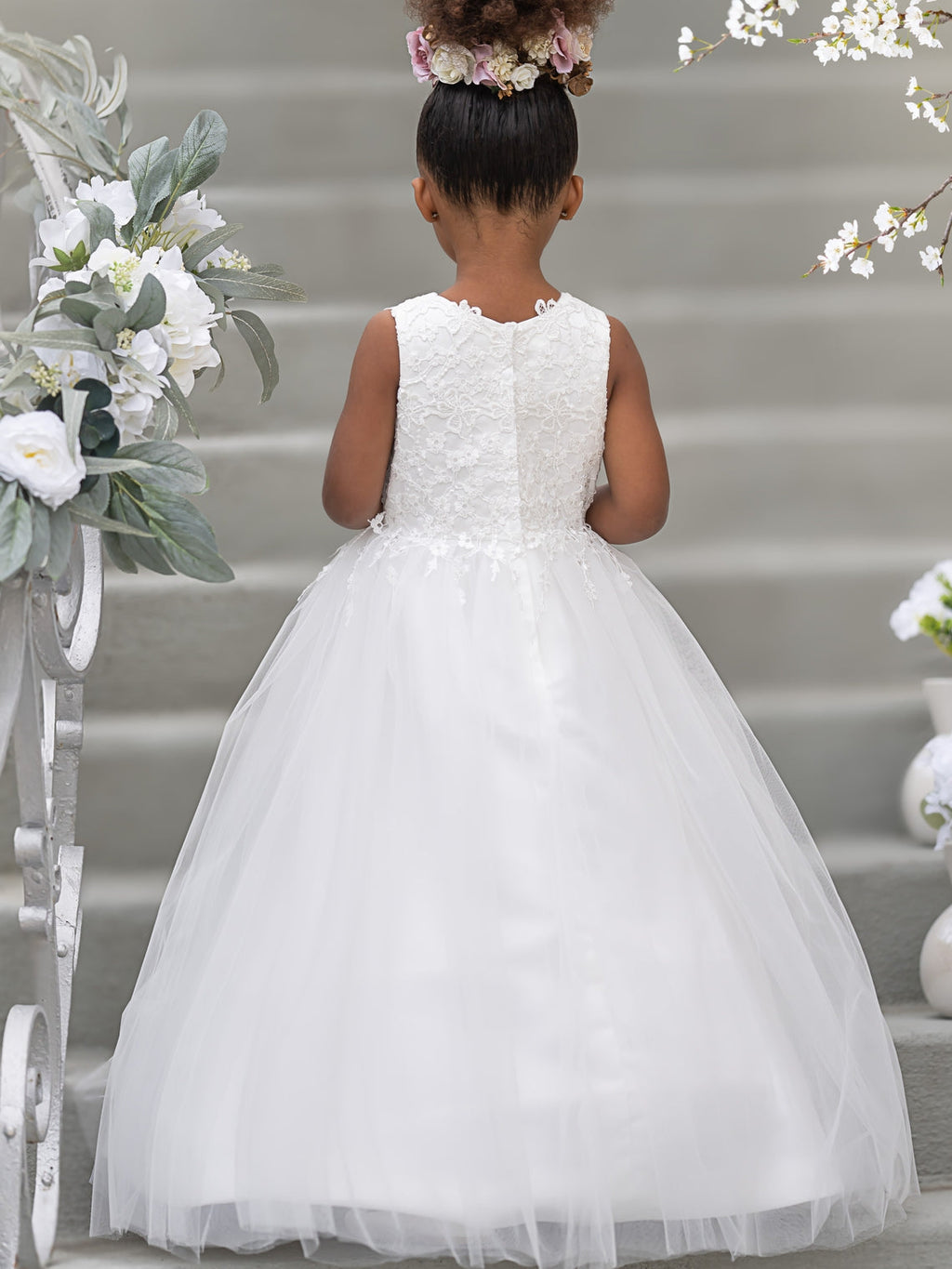 Vestido de princesa/vestido de princesa de satén y tul para niña de las flores 