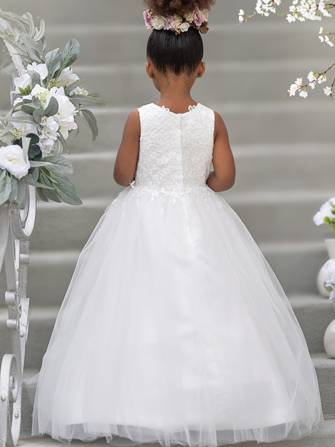 Vestido de princesa/vestido de princesa de satén y tul para niña de las flores 