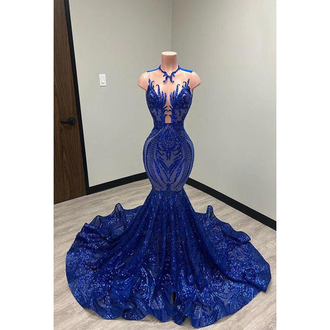 Trumpet/Mermaid V-Neck Lace Sequins Appliques Prom Evening Formal Dress