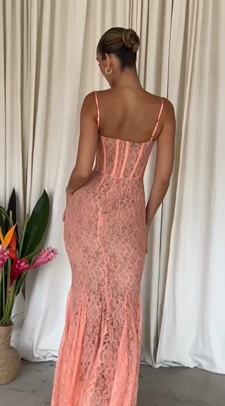 Robe de bal sirène sexy en dentelle, longue robe de soirée Y7693