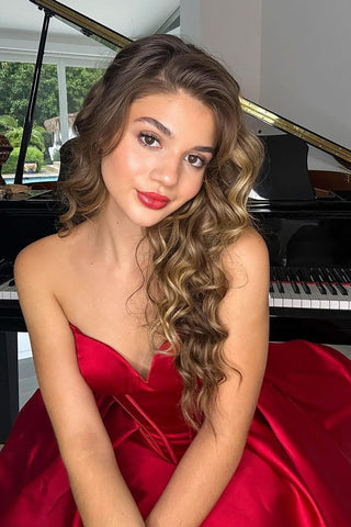 Cute A Line Sweetheart Red Corset Homecoming Dress with Ruched