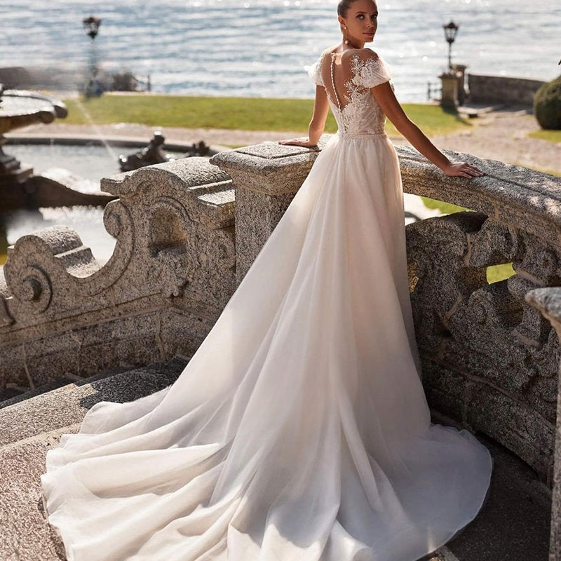 Luxury Detachable 2 In 1 Wedding Mermaid Dress Embroidered Lace On Net With Square Collar Sleeveless Bride Gowns Vestido De Novi