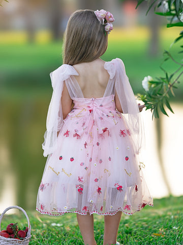 Robe bébé fille en tulle arrivant aux genoux 